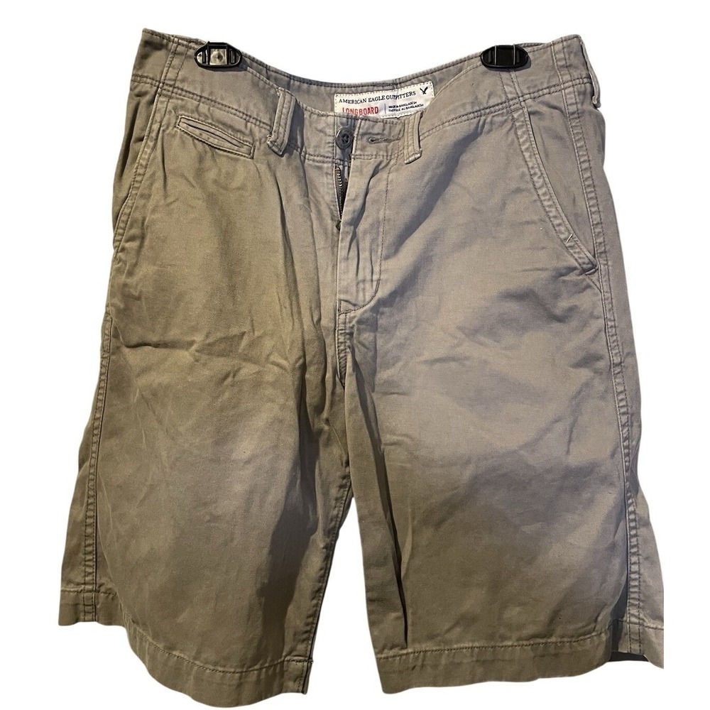 American Eagle Outfitters Longboard Mens Gray Cotton Y2K Flat Front‎ Shorts 31
